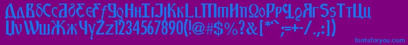 フォントKremlinStarets – 紫色の背景に青い文字