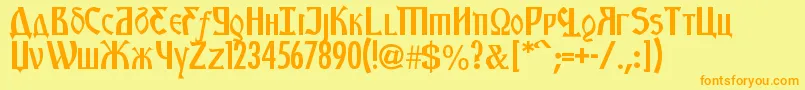 KremlinStarets-fontti – oranssit fontit keltaisella taustalla