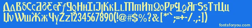KremlinStarets Font – Yellow Fonts on Blue Background