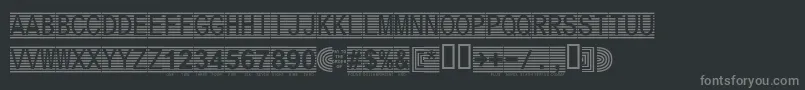 Secure4a-fontti – harmaat kirjasimet mustalla taustalla