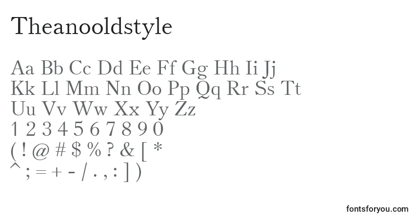 Theanooldstyle-fontti – aakkoset, numerot, erikoismerkit