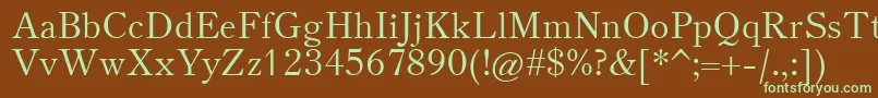 フォントTheanooldstyle – 緑色の文字が茶色の背景にあります。