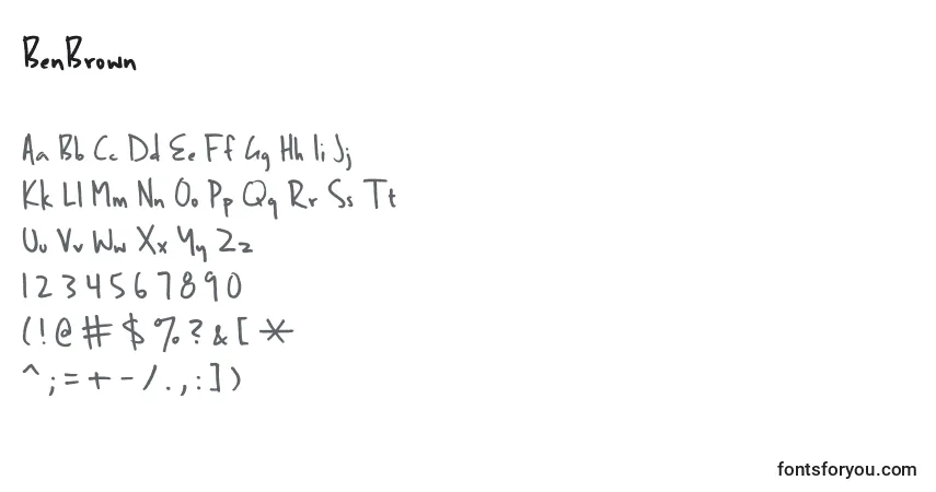 Schriftart BenBrown – Alphabet, Zahlen, spezielle Symbole