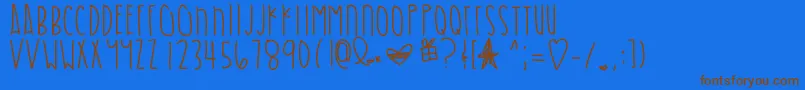 フォントShadesofblue – 茶色の文字が青い背景にあります。