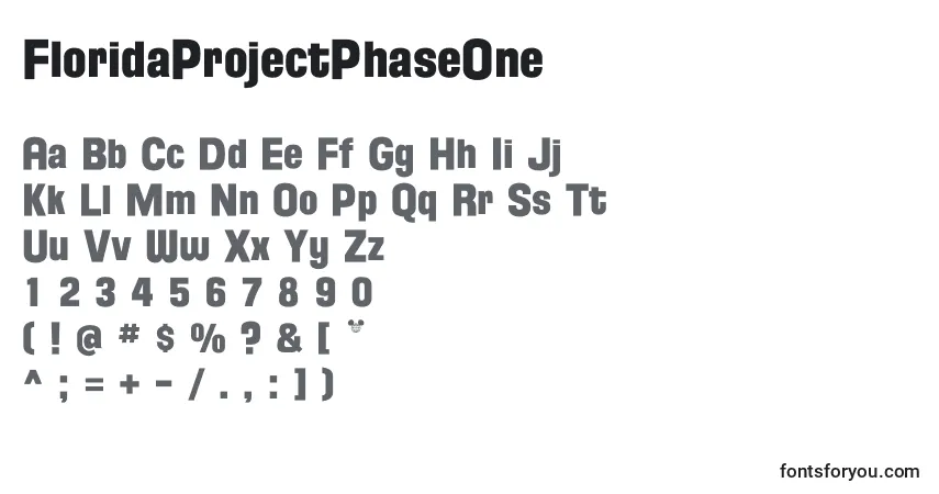 FloridaProjectPhaseOne Font – alphabet, numbers, special characters