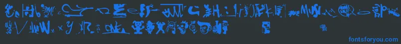 Shinjuku-Schriftart – Blaue Schriften auf schwarzem Hintergrund