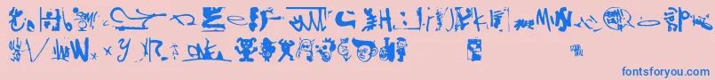 Shinjuku-Schriftart – Blaue Schriften auf rosa Hintergrund