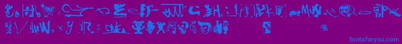 Shinjuku-Schriftart – Blaue Schriften auf violettem Hintergrund