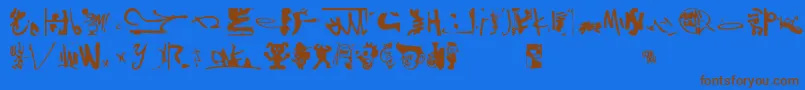 Shinjuku-Schriftart – Braune Schriften auf blauem Hintergrund