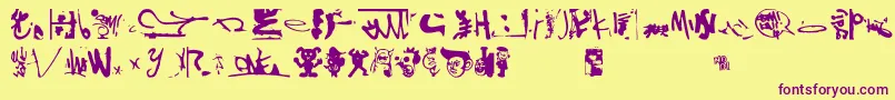 Shinjuku-Schriftart – Violette Schriften auf gelbem Hintergrund