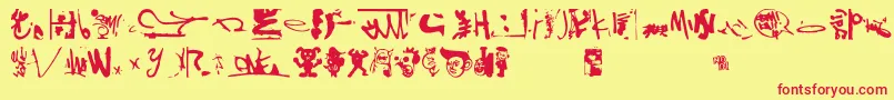 Shinjuku-Schriftart – Rote Schriften auf gelbem Hintergrund