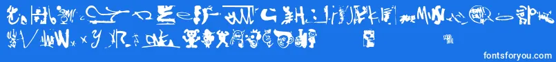 Shinjuku-Schriftart – Weiße Schriften auf blauem Hintergrund