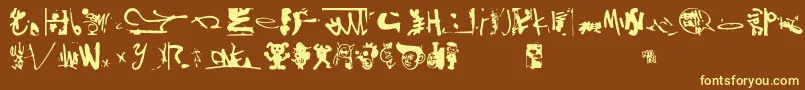 Shinjuku-fontti – keltaiset fontit ruskealla taustalla
