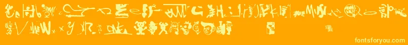 Shinjuku-fontti – keltaiset fontit oranssilla taustalla