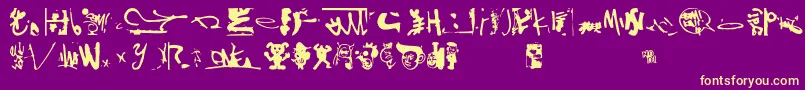 Shinjuku-Schriftart – Gelbe Schriften auf violettem Hintergrund