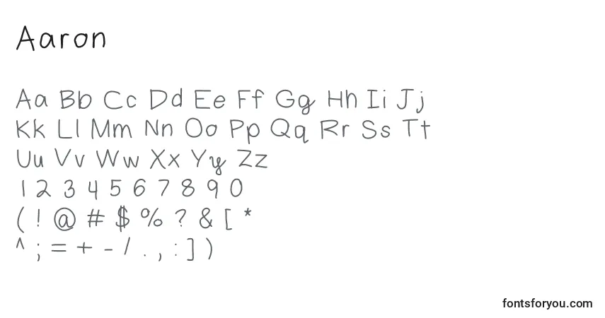 Schriftart Aaron – Alphabet, Zahlen, spezielle Symbole