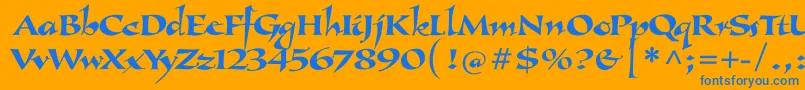 Callimundial-fontti – siniset fontit oranssilla taustalla