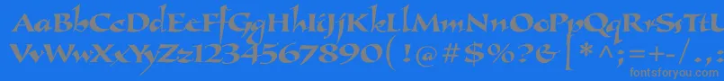 Callimundial-fontti – harmaat kirjasimet sinisellä taustalla