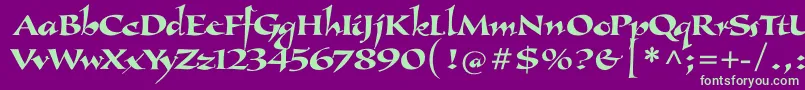 Callimundial Font – Green Fonts on Purple Background