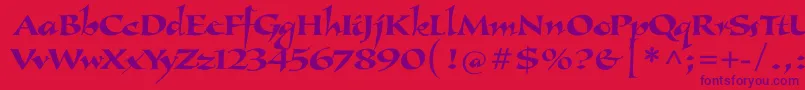 Callimundial Font – Purple Fonts on Red Background