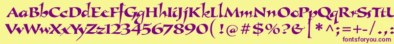 Callimundial Font – Purple Fonts on Yellow Background