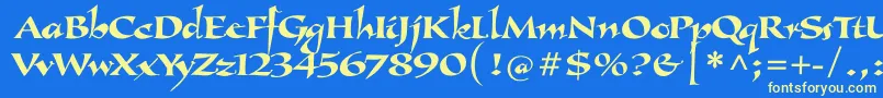 Callimundial Font – Yellow Fonts on Blue Background