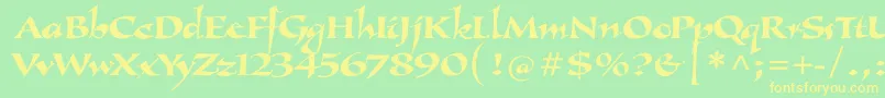 Callimundial Font – Yellow Fonts on Green Background