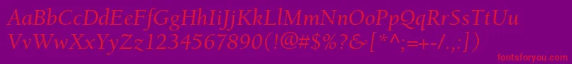 BerkeleystdItalic Font – Red Fonts on Purple Background