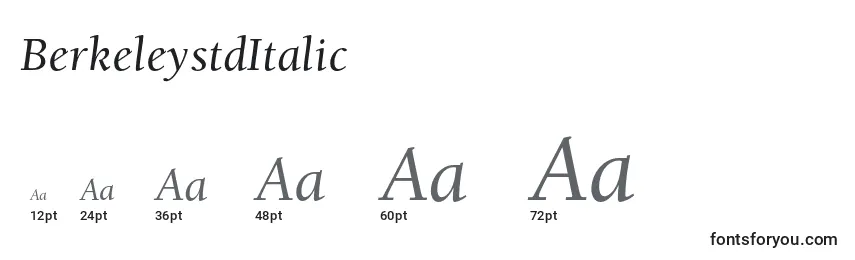 Размеры шрифта BerkeleystdItalic