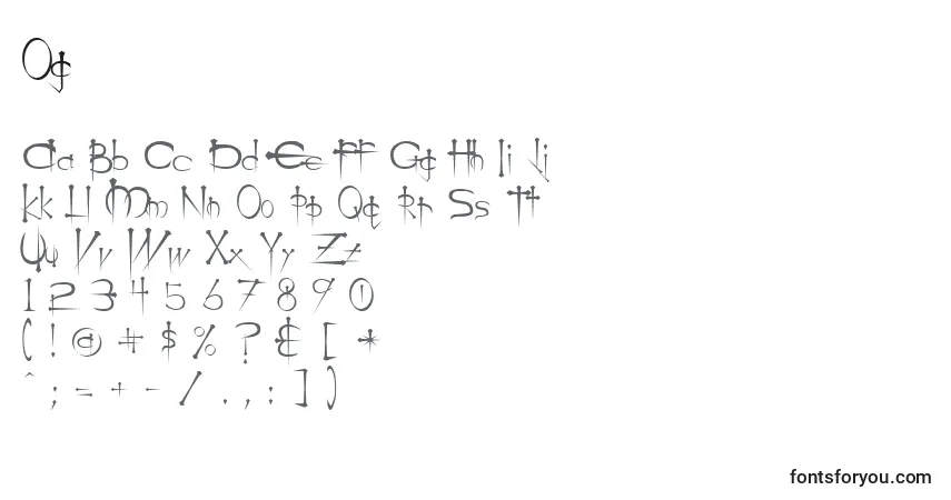 Schriftart Og – Alphabet, Zahlen, spezielle Symbole