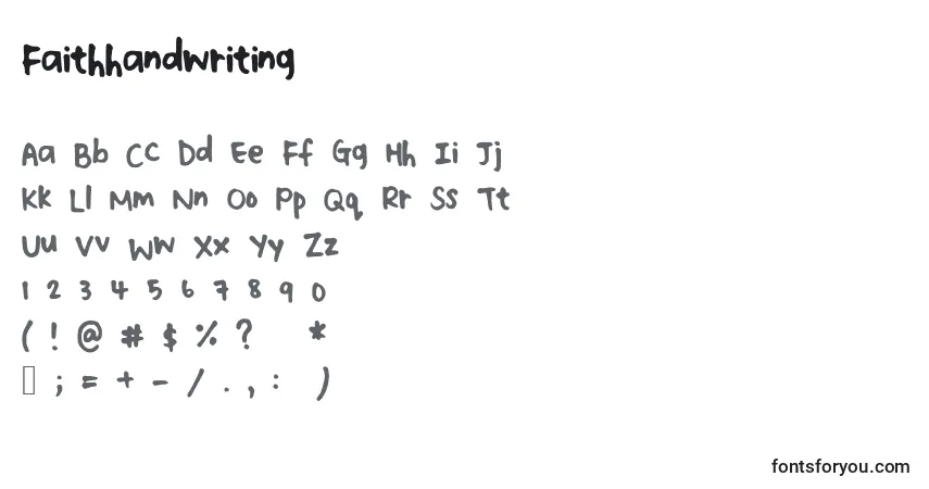 Czcionka Faithhandwriting – alfabet, cyfry, specjalne znaki