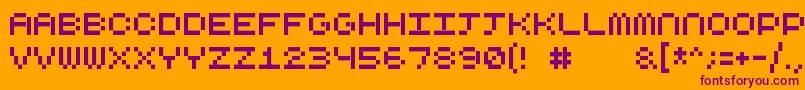 Cubicfive10-fontti – violetit fontit oranssilla taustalla