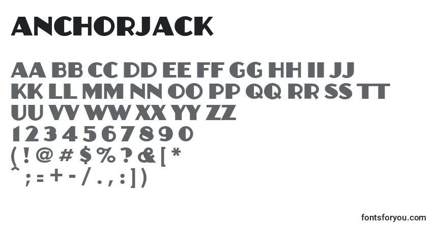 Anchorjack-fontti – aakkoset, numerot, erikoismerkit