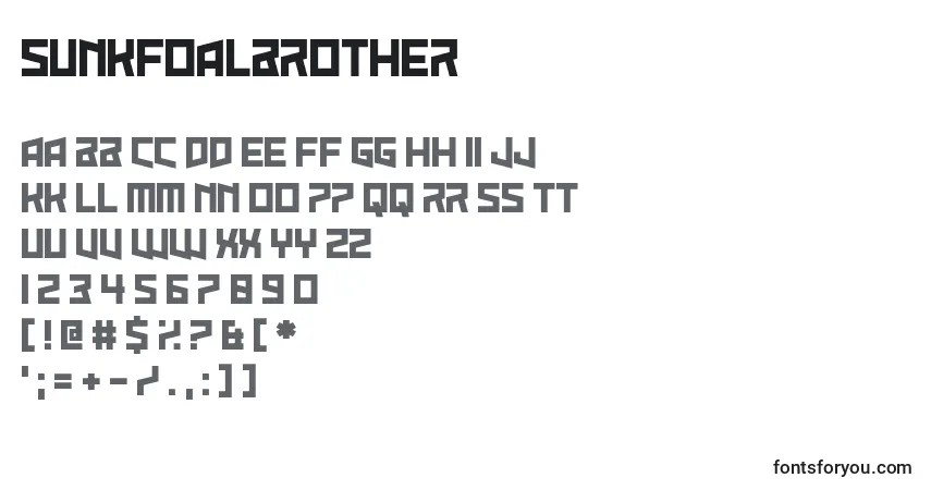 Schriftart SunkFoalBrother – Alphabet, Zahlen, spezielle Symbole