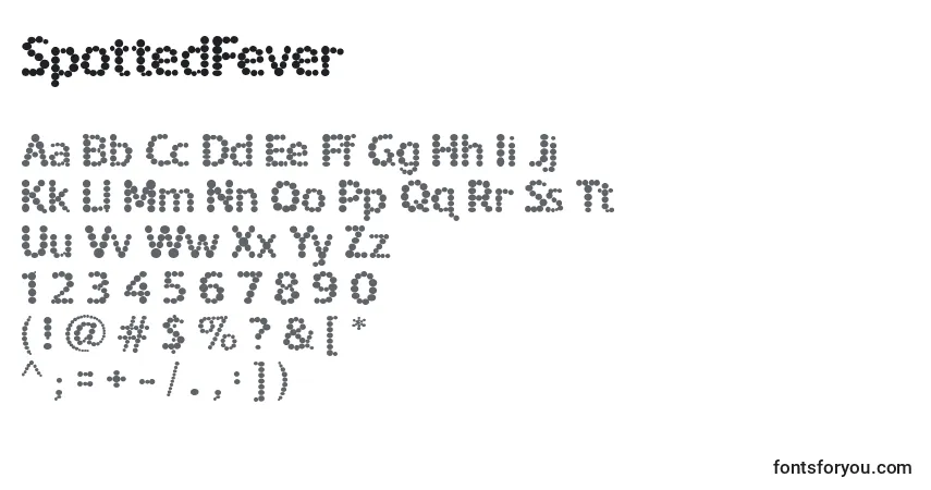 Schriftart SpottedFever – Alphabet, Zahlen, spezielle Symbole