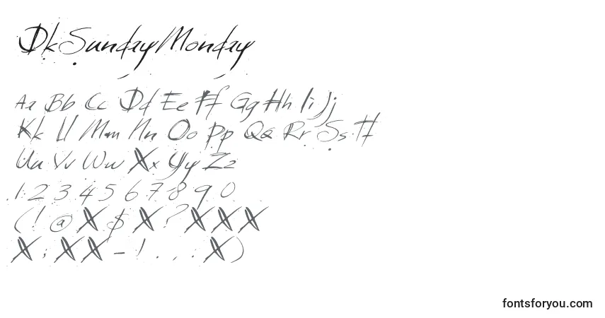Czcionka DkSundayMonday – alfabet, cyfry, specjalne znaki