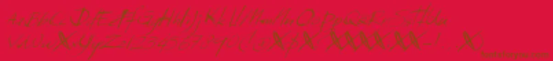 DkSundayMonday-Schriftart – Braune Schriften auf rotem Hintergrund