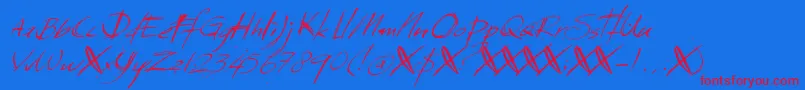 DkSundayMonday Font – Red Fonts on Blue Background