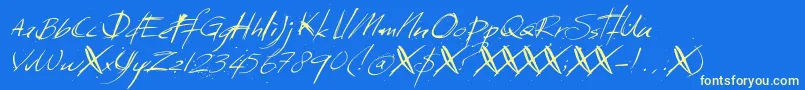 DkSundayMonday Font – Yellow Fonts on Blue Background