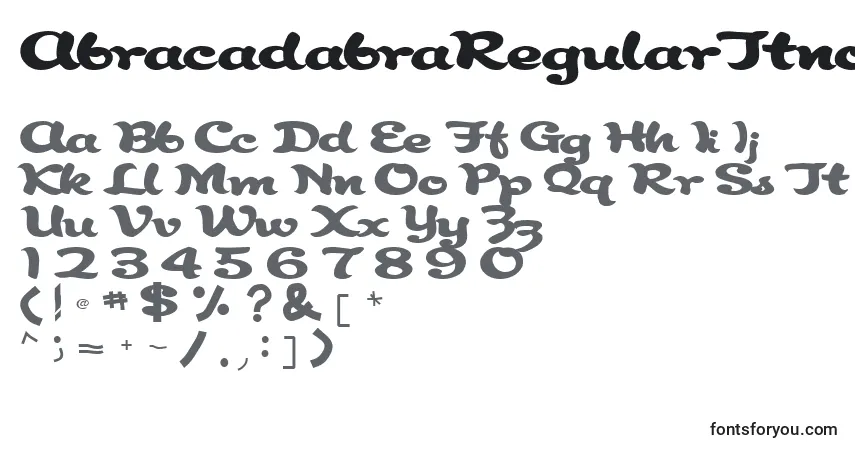 Шрифт AbracadabraRegularTtnorm – алфавит, цифры, специальные символы
