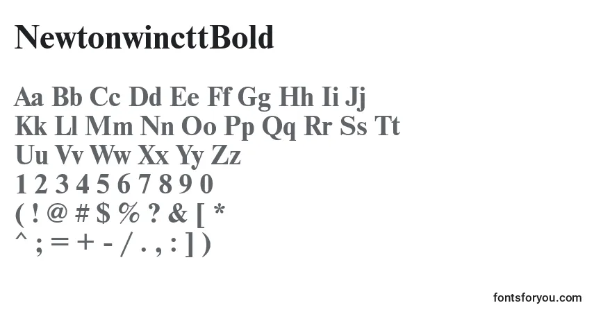 Шрифт NewtonwincttBold – алфавит, цифры, специальные символы