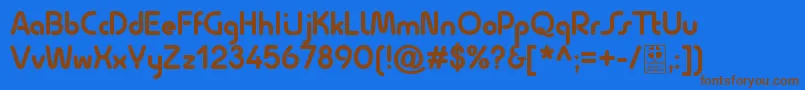 フォントQuesatBoldDemo – 茶色の文字が青い背景にあります。