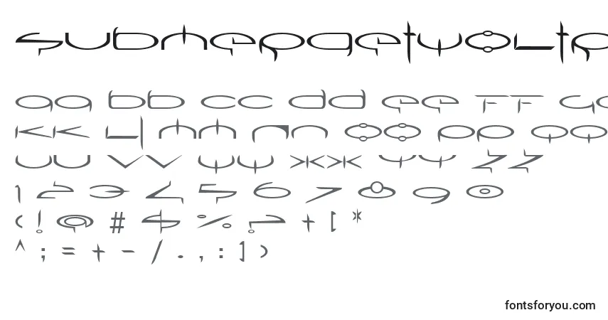 A fonte SubmergetwoLtRegular – alfabeto, números, caracteres especiais
