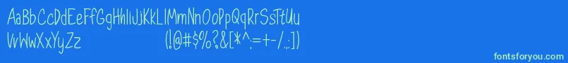 DorathyPersonalUseOnly-Schriftart – Grüne Schriften auf blauem Hintergrund