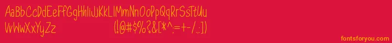 フォントDorathyPersonalUseOnly – 赤い背景にオレンジの文字