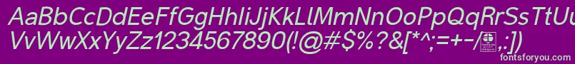 MalterSansItalicDemo Font – Green Fonts on Purple Background