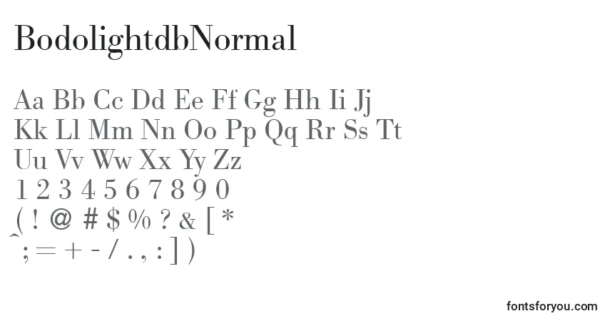 A fonte BodolightdbNormal – alfabeto, números, caracteres especiais