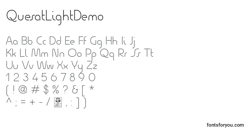 Шрифт QuesatLightDemo – алфавит, цифры, специальные символы