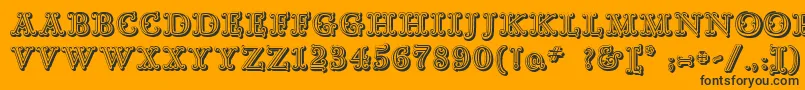 Fonte GoudyDecorShodwnc – fontes pretas em um fundo laranja