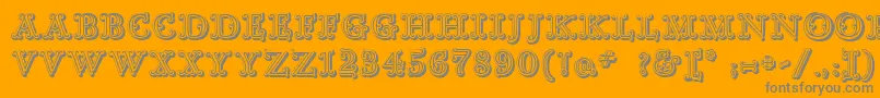 GoudyDecorShodwnc-Schriftart – Graue Schriften auf orangefarbenem Hintergrund